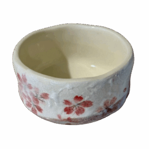 Matchawan "Hana" – Petit Bol Matcha Fleuri Blanc & Rouge